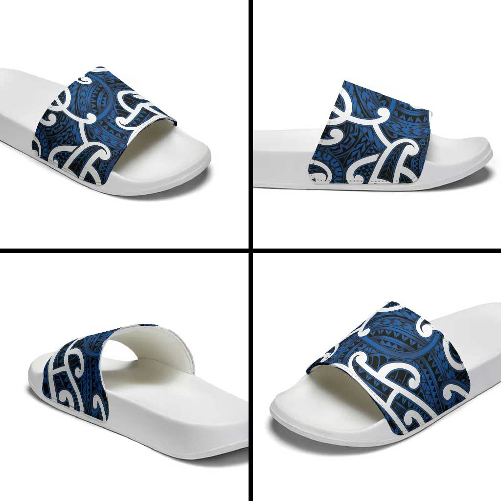 Aotearoa Maori Kowhaiwhai Slide Sandals Kikorangi Puhoro and Patiki LT9 - Polynesian Pride