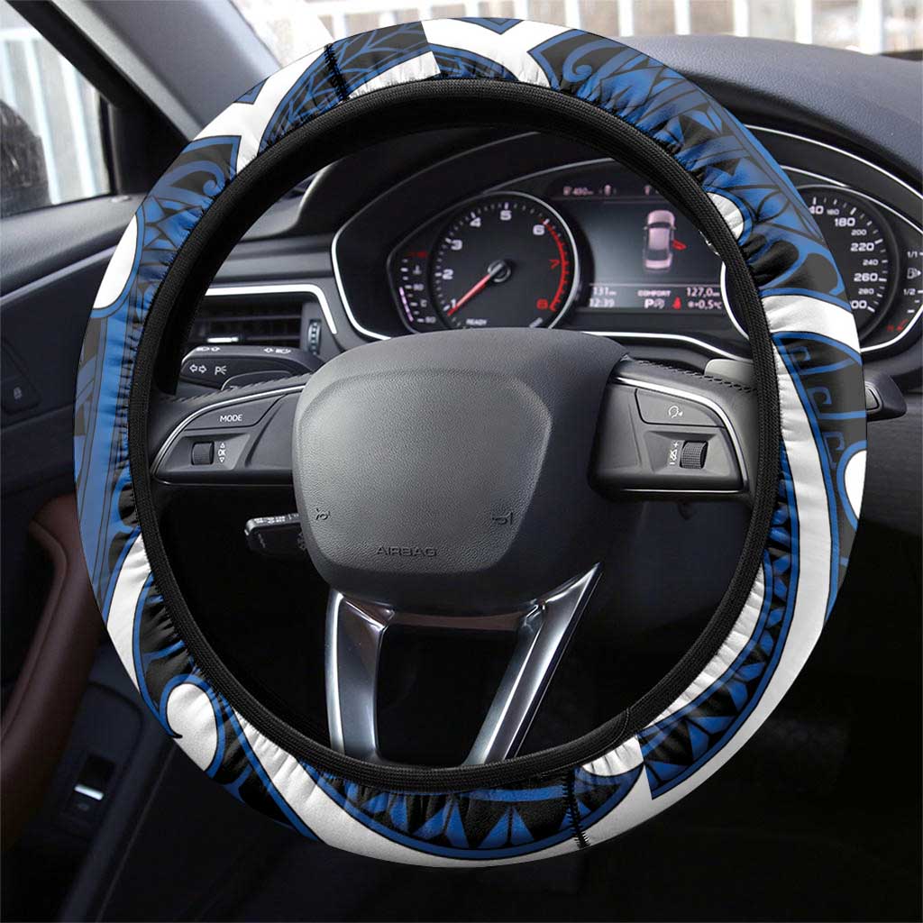 Aotearoa Maori Kowhaiwhai Steering Wheel Cover Kikorangi Puhoro and Patiki LT9 - Polynesian Pride