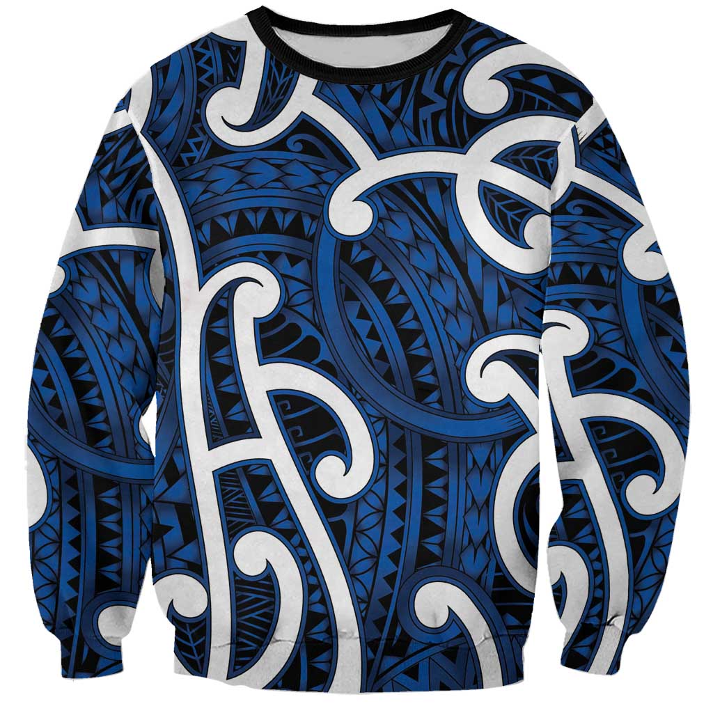 Aotearoa Maori Kowhaiwhai Sweatshirt Kikorangi Puhoro and Patiki LT9 Unisex Blue - Polynesian Pride