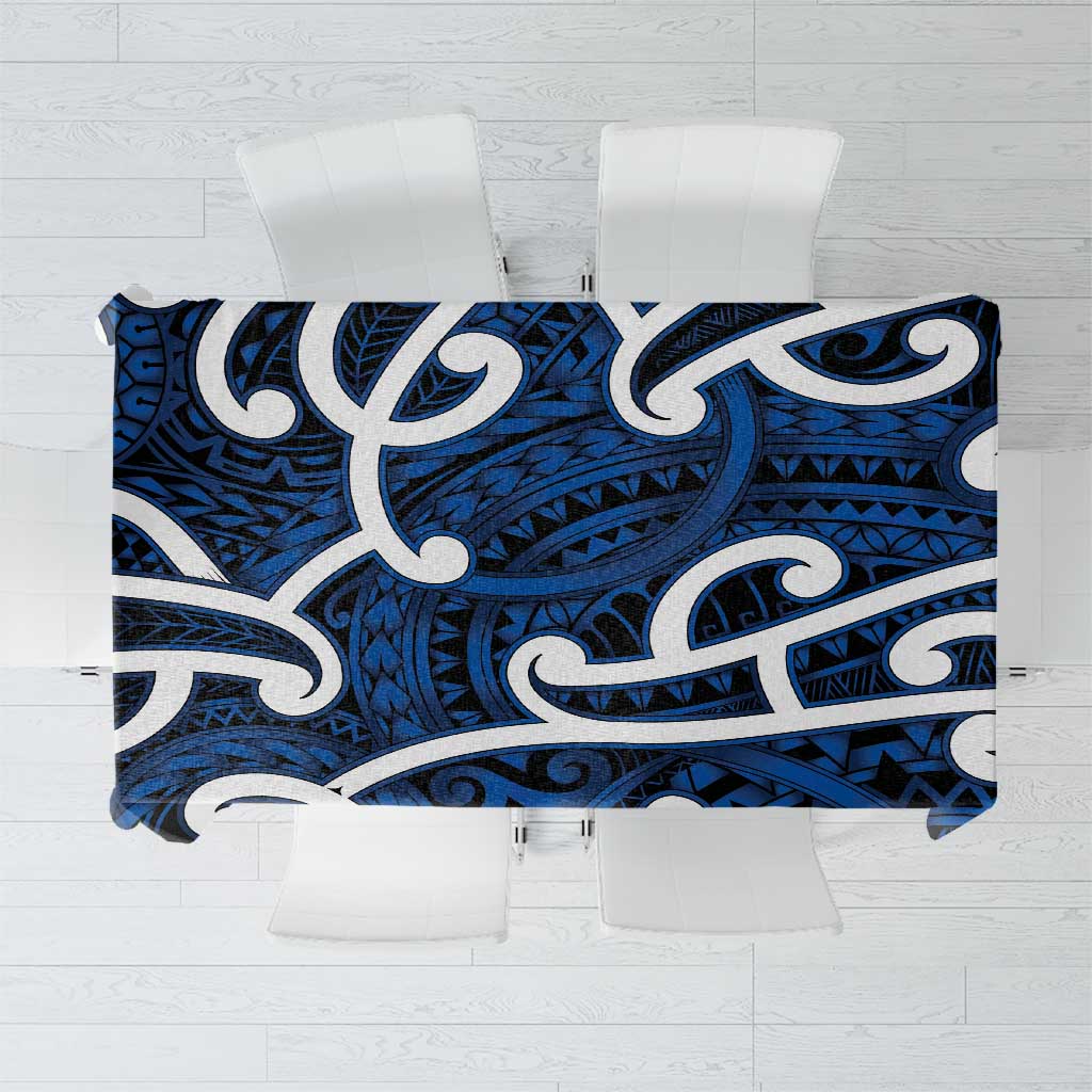 Aotearoa Maori Kowhaiwhai Tablecloth Kikorangi Puhoro and Patiki LT9 Blue - Polynesian Pride