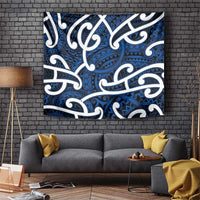 Aotearoa Maori Kowhaiwhai Tapestry Kikorangi Puhoro and Patiki LT9 Blue - Polynesian Pride