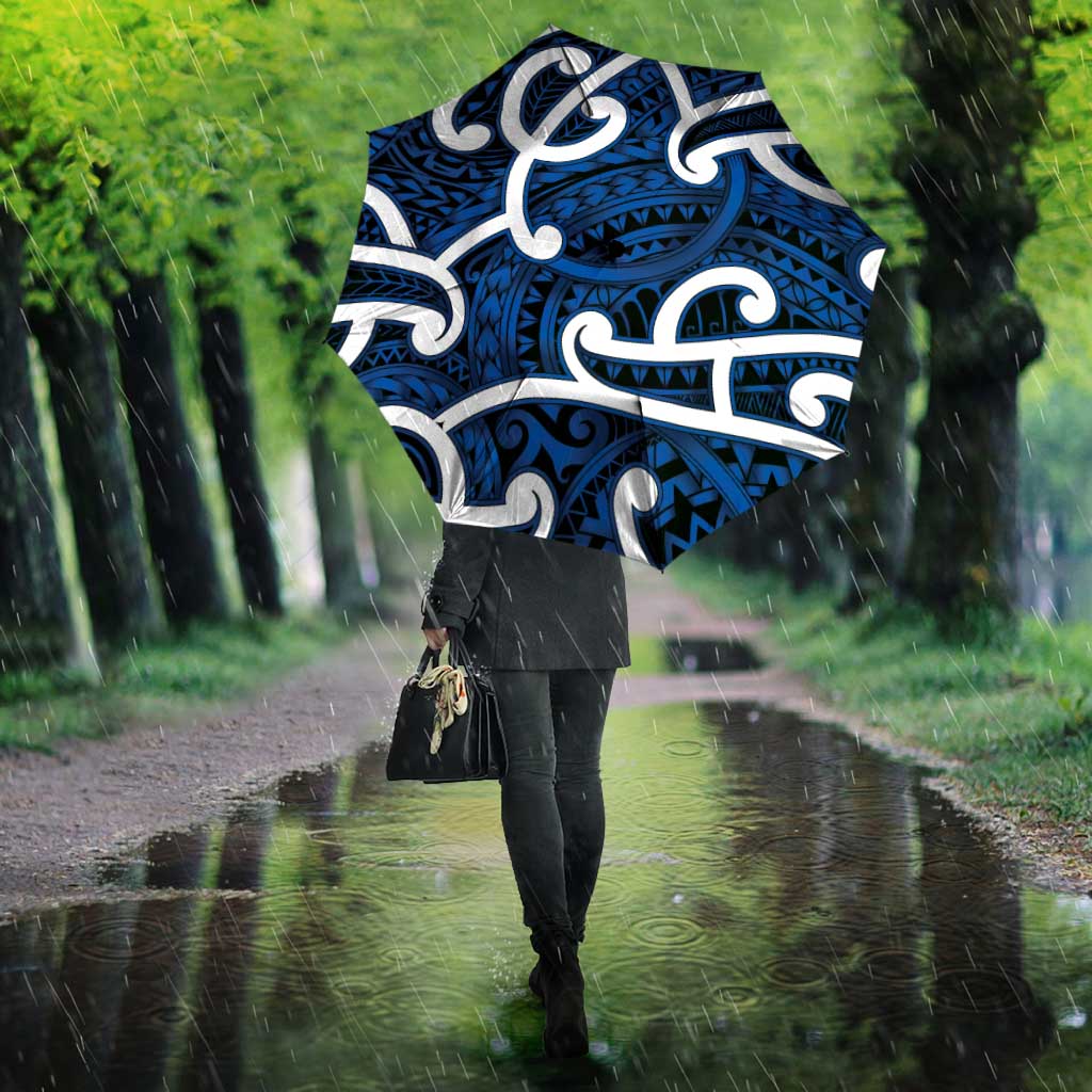 Aotearoa Maori Kowhaiwhai Umbrella Kikorangi Puhoro and Patiki LT9 - Polynesian Pride