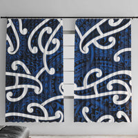 Aotearoa Maori Kowhaiwhai Window Curtain Kikorangi Puhoro and Patiki LT9 With Hooks Blue - Polynesian Pride