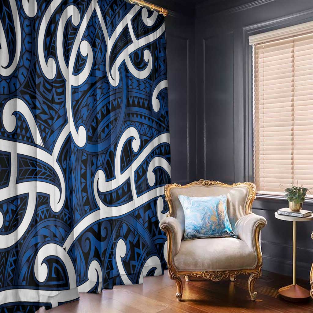Aotearoa Maori Kowhaiwhai Window Curtain Kikorangi Puhoro and Patiki LT9 - Polynesian Pride