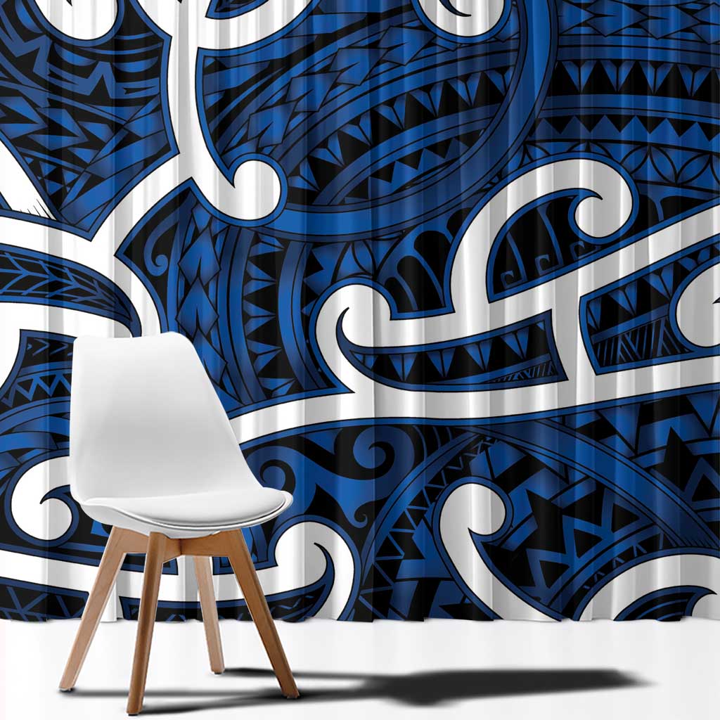 Aotearoa Maori Kowhaiwhai Window Curtain Kikorangi Puhoro and Patiki LT9 - Polynesian Pride