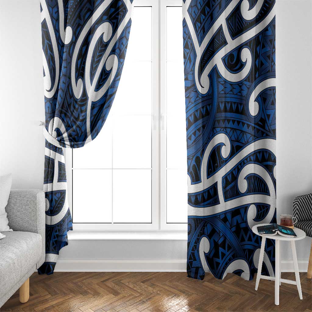 Aotearoa Maori Kowhaiwhai Window Curtain Kikorangi Puhoro and Patiki LT9 - Polynesian Pride