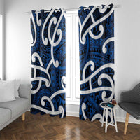 Aotearoa Maori Kowhaiwhai Window Curtain Kikorangi Puhoro and Patiki LT9 With Grommets Blue - Polynesian Pride