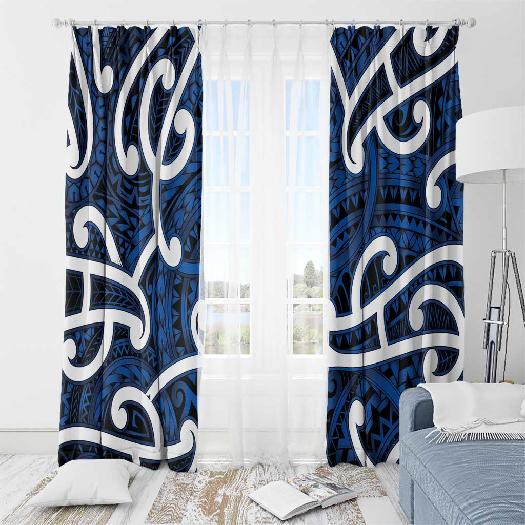 Aotearoa Maori Kowhaiwhai Window Curtain Kikorangi Puhoro and Patiki LT9 - Polynesian Pride