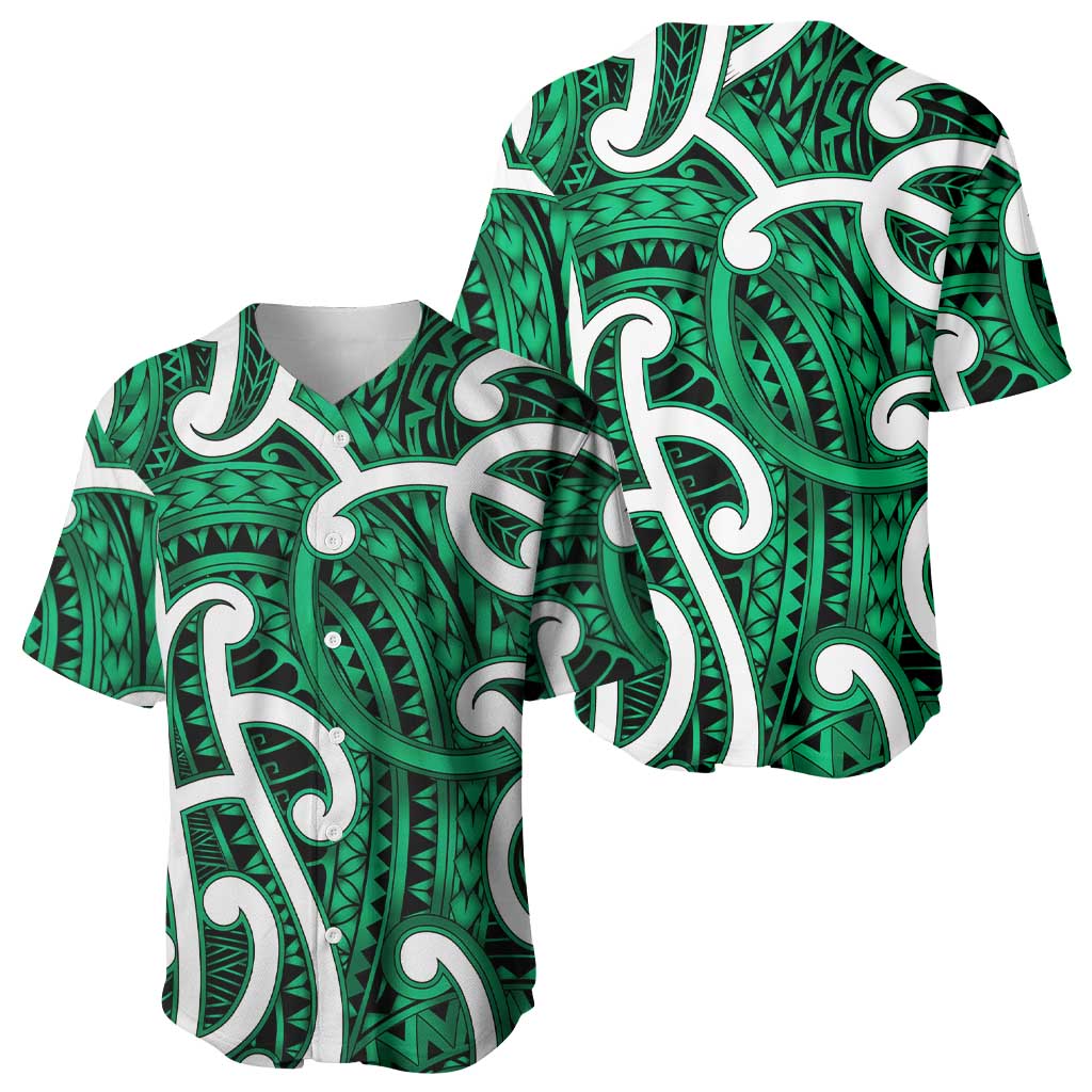 Aotearoa Maori Kowhaiwhai Baseball Jersey Kakariki Puhoro and Patiki LT9 - Polynesian Pride