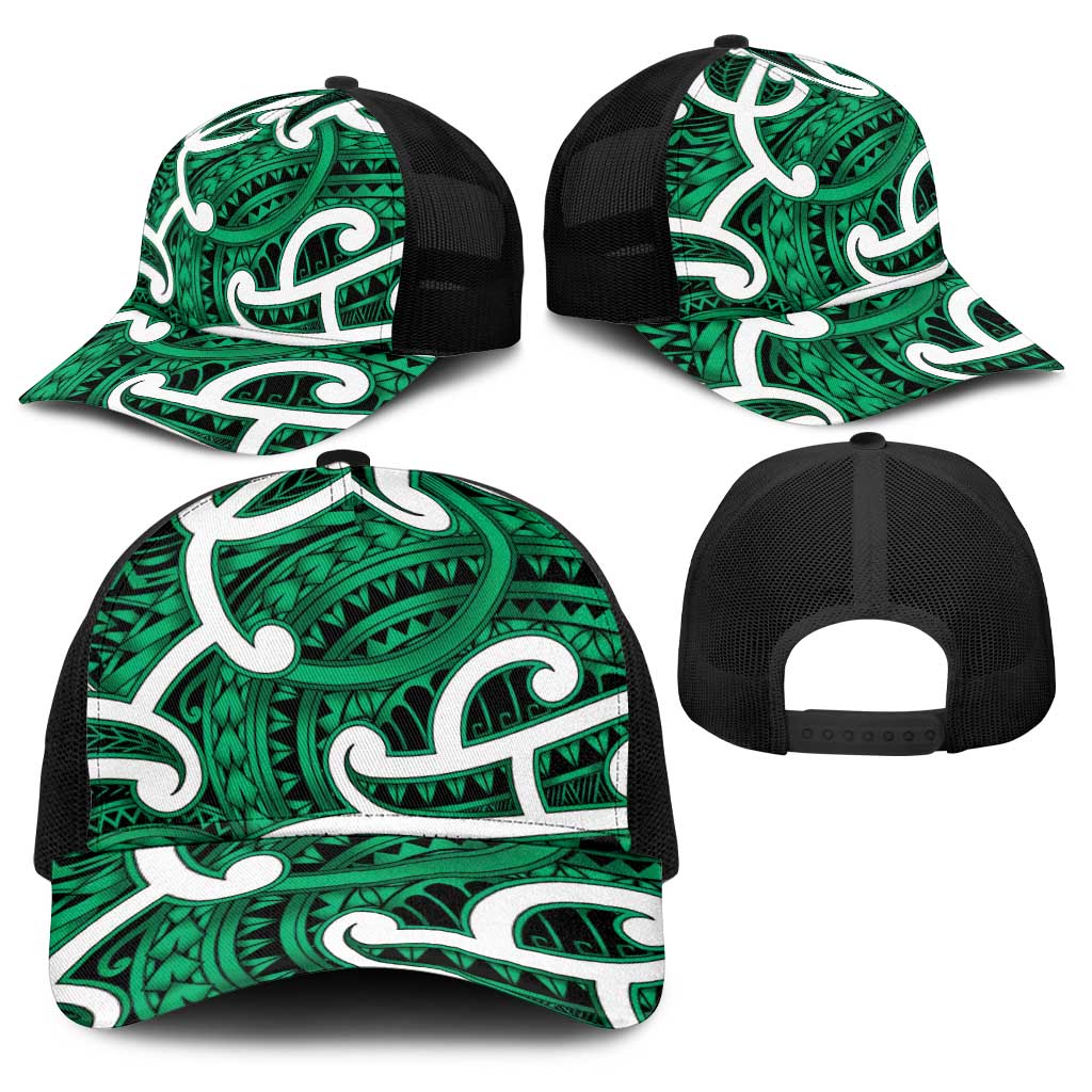 Aotearoa Maori Kowhaiwhai Baseball Net Cap Kakariki Puhoro and Patiki LT9 - Polynesian Pride