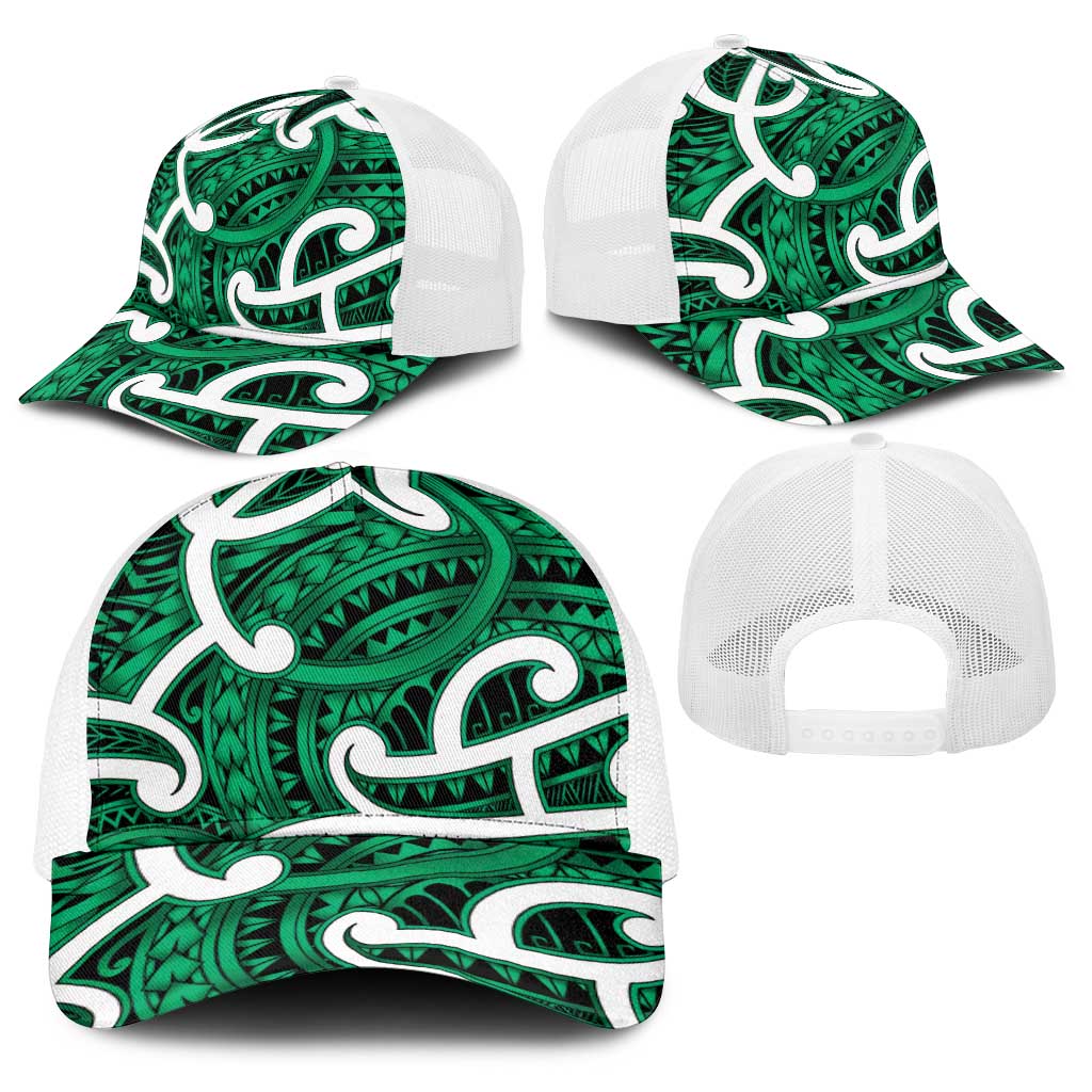 Aotearoa Maori Kowhaiwhai Baseball Net Cap Kakariki Puhoro and Patiki LT9 - Polynesian Pride