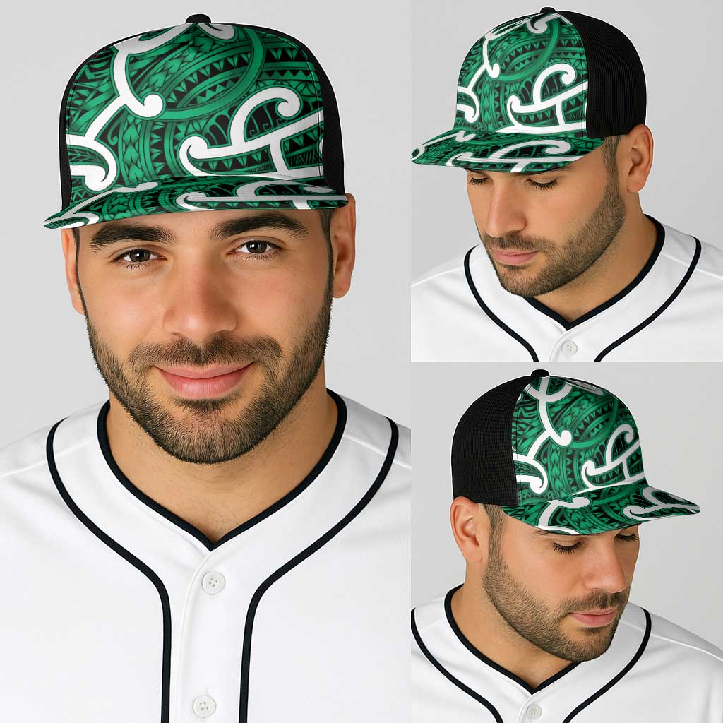 Aotearoa Maori Kowhaiwhai Baseball Net Cap Kakariki Puhoro and Patiki LT9 - Polynesian Pride