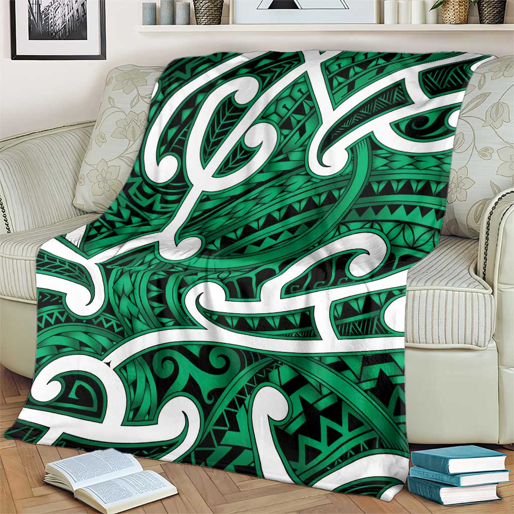 Aotearoa Maori Kowhaiwhai Blanket Kakariki Puhoro and Patiki LT9 - Polynesian Pride