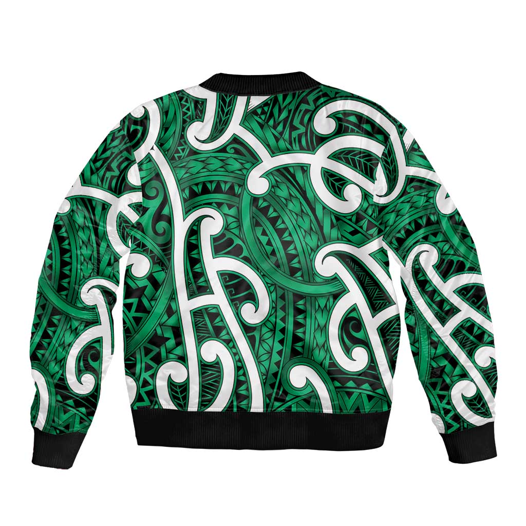Aotearoa Maori Kowhaiwhai Bomber Jacket Kakariki Puhoro and Patiki LT9 - Polynesian Pride