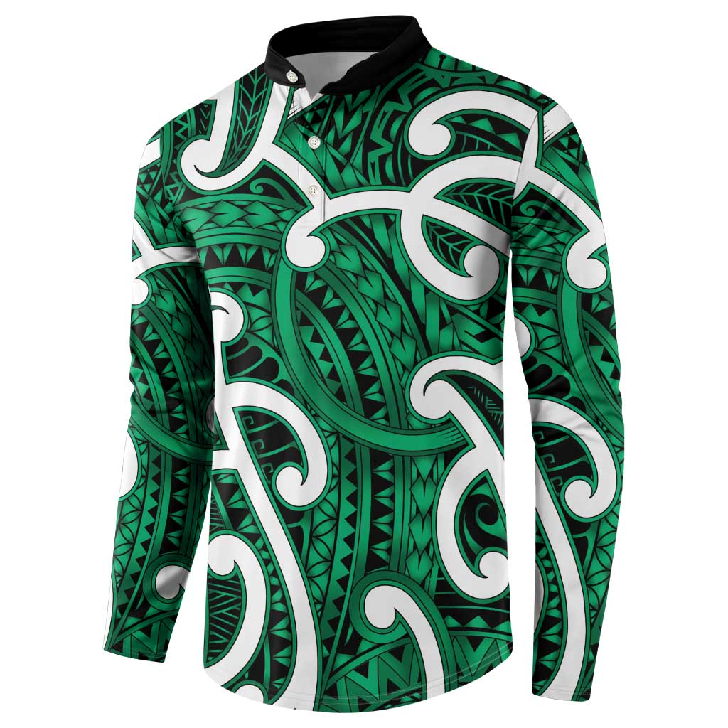Aotearoa Maori Kowhaiwhai Button Sweatshirt Kakariki Puhoro and Patiki