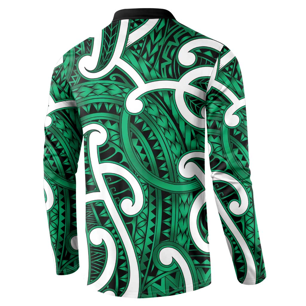 Aotearoa Maori Kowhaiwhai Button Sweatshirt Kakariki Puhoro and Patiki