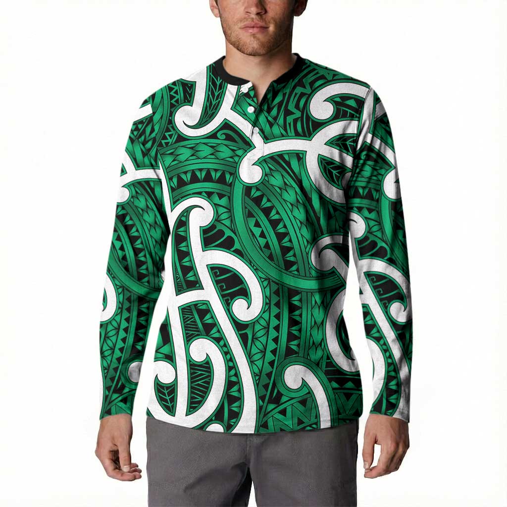Aotearoa Maori Kowhaiwhai Button Sweatshirt Kakariki Puhoro and Patiki