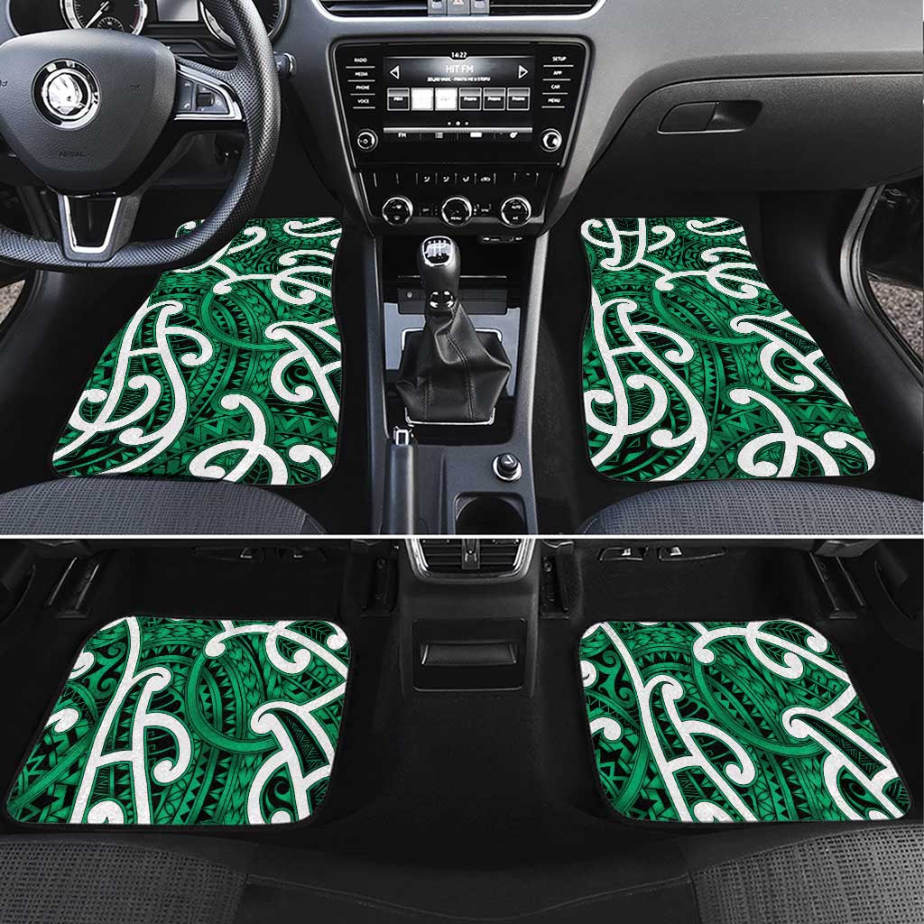 Aotearoa Maori Kowhaiwhai Car Mats Kakariki Puhoro and Patiki LT9 Set 4pcs Green - Polynesian Pride