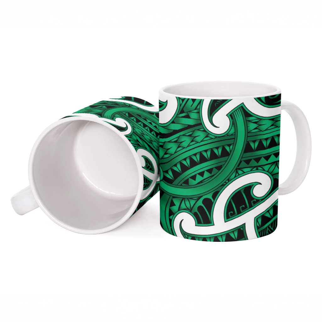 Aotearoa Maori Kowhaiwhai Ceramic Mug Kakariki Puhoro and Patiki LT9 - Polynesian Pride