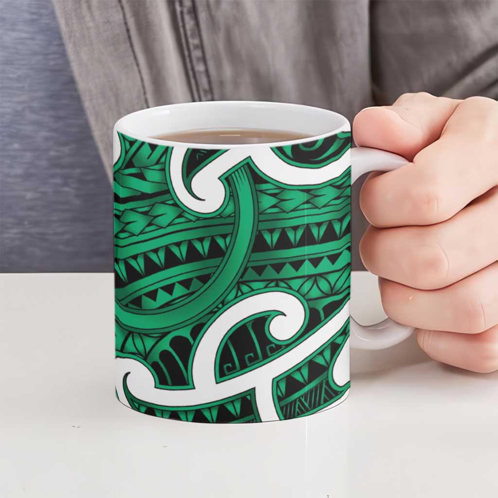Aotearoa Maori Kowhaiwhai Ceramic Mug Kakariki Puhoro and Patiki LT9 - Polynesian Pride