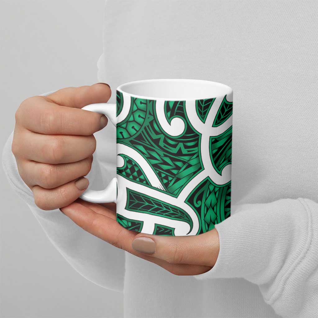 Aotearoa Maori Kowhaiwhai Ceramic Mug Kakariki Puhoro and Patiki LT9 - Polynesian Pride