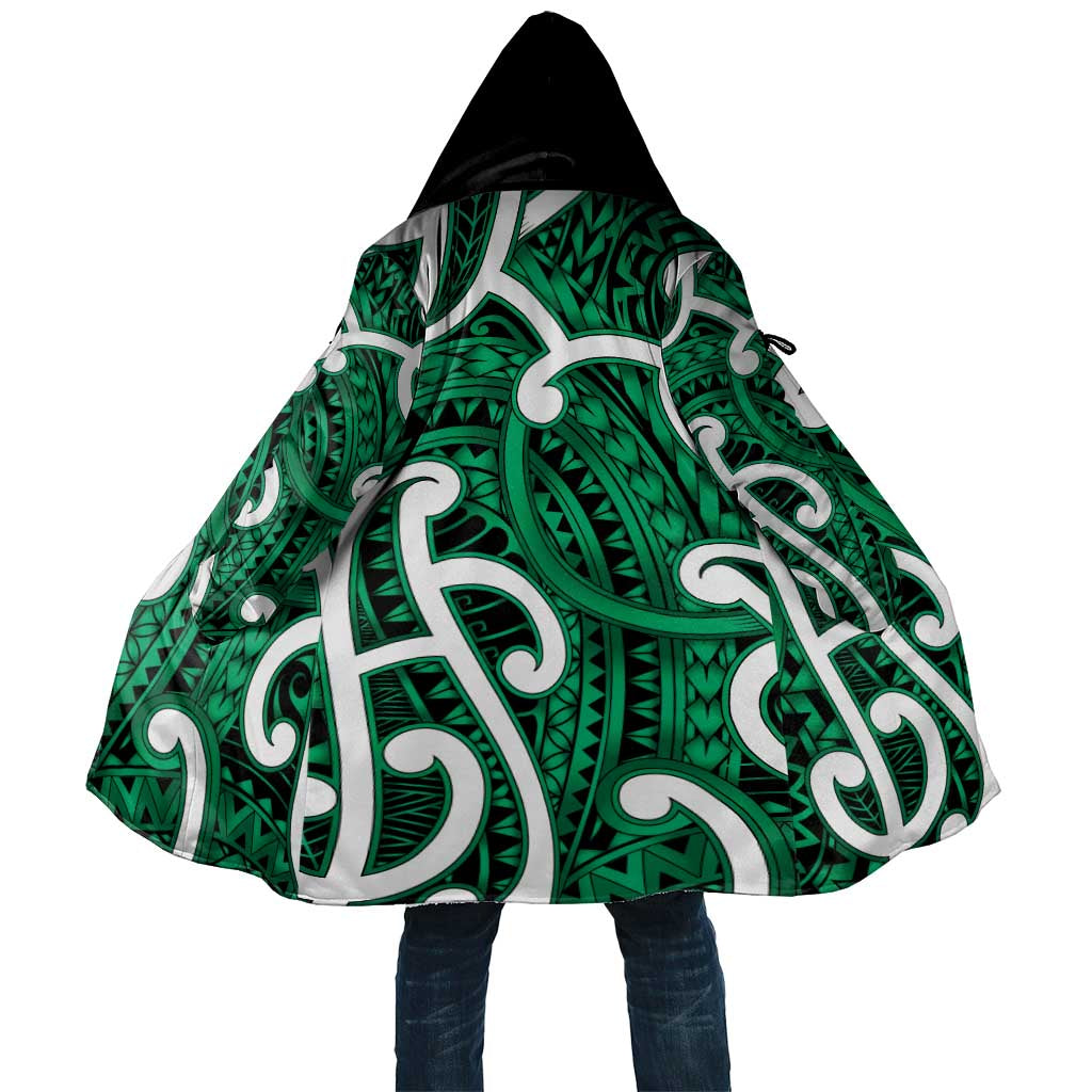 Aotearoa Maori Kowhaiwhai Cloak Kakariki Puhoro and Patiki LT9 Unisex Green - Polynesian Pride