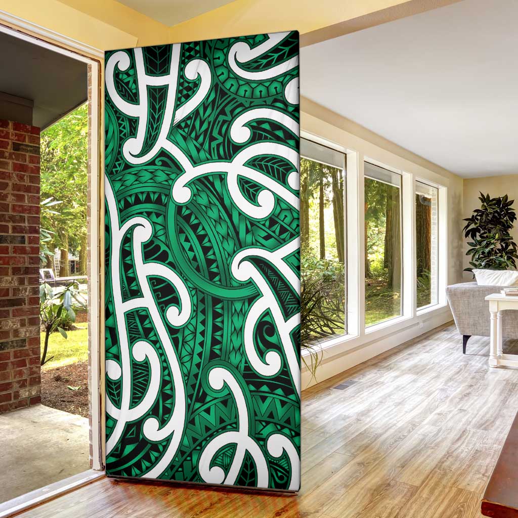 Aotearoa Maori Kowhaiwhai Door Cover Kakariki Puhoro and Patiki