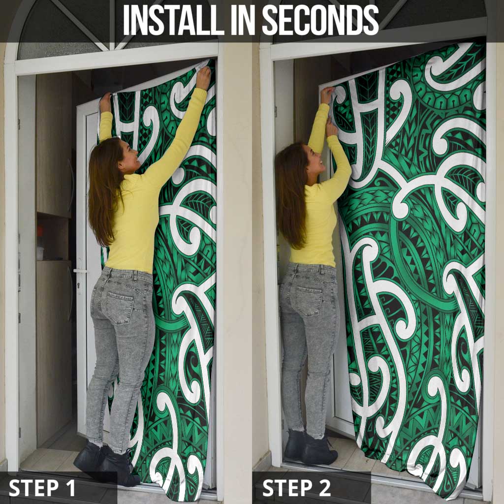 Aotearoa Maori Kowhaiwhai Door Cover Kakariki Puhoro and Patiki