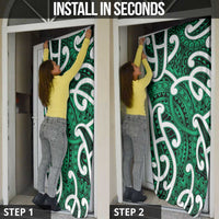 Aotearoa Maori Kowhaiwhai Door Cover Kakariki Puhoro and Patiki
