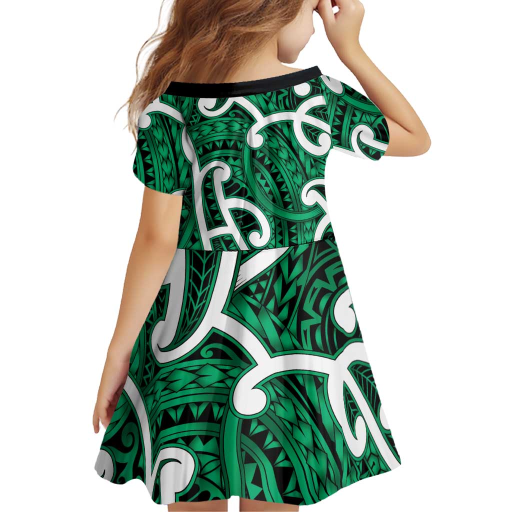 Aotearoa Maori Kowhaiwhai Family Matching Off Shoulder Maxi Dress and Hawaiian Shirt Kakariki Puhoro and Patiki