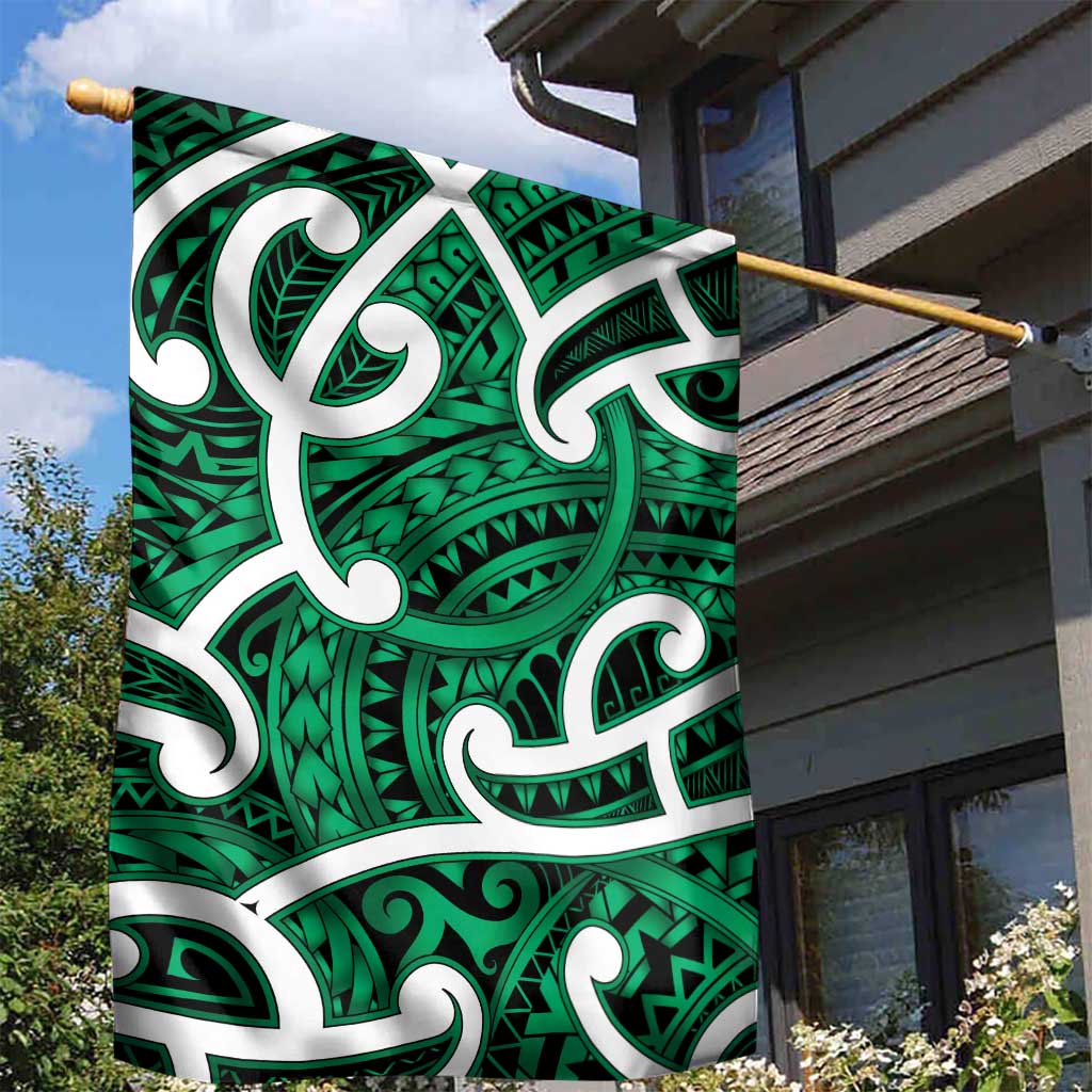 Aotearoa Maori Kowhaiwhai Garden Flag Kakariki Puhoro and Patiki LT9 - Polynesian Pride