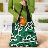 Aotearoa Maori Kowhaiwhai Grocery Bag Kakariki Puhoro and Patiki LT9 - Polynesian Pride