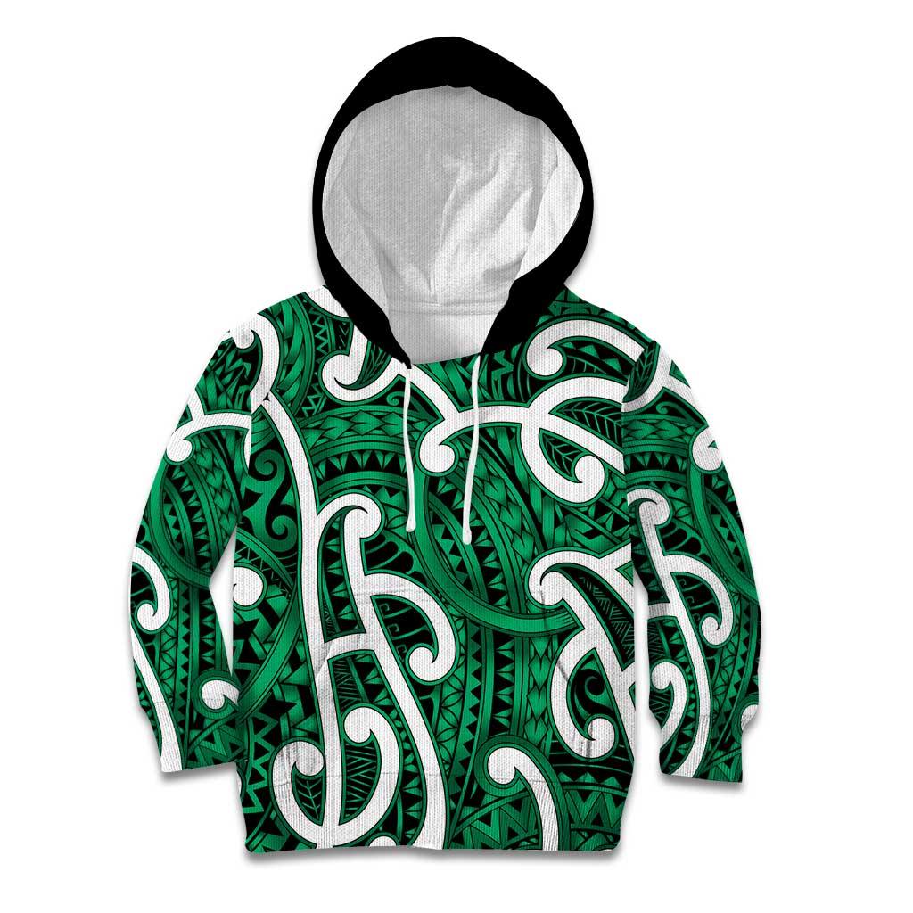 Aotearoa Maori Kowhaiwhai Kid Hoodie Kakariki Puhoro and Patiki LT9 Hoodie Green - Polynesian Pride