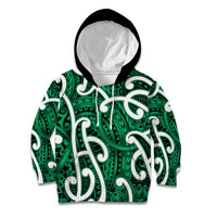 Aotearoa Maori Kowhaiwhai Kid Hoodie Kakariki Puhoro and Patiki LT9 Hoodie Green - Polynesian Pride