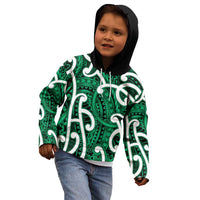 Aotearoa Maori Kowhaiwhai Kid Hoodie Kakariki Puhoro and Patiki LT9 - Polynesian Pride