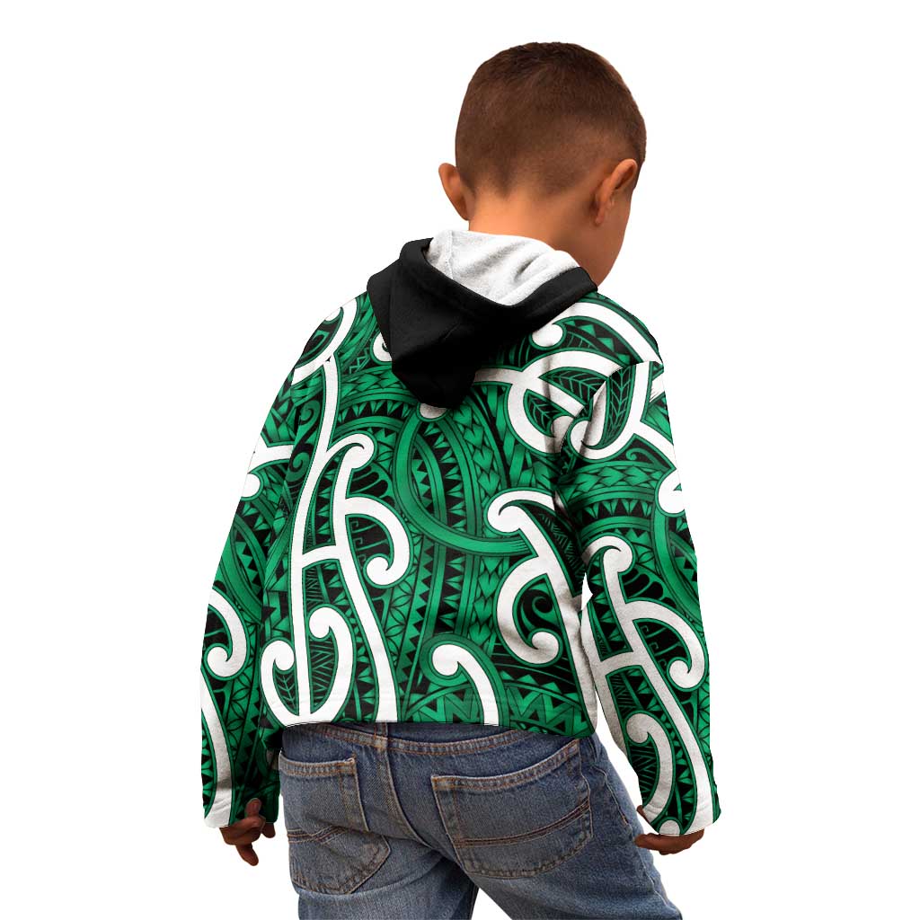 Aotearoa Maori Kowhaiwhai Kid Hoodie Kakariki Puhoro and Patiki LT9 - Polynesian Pride