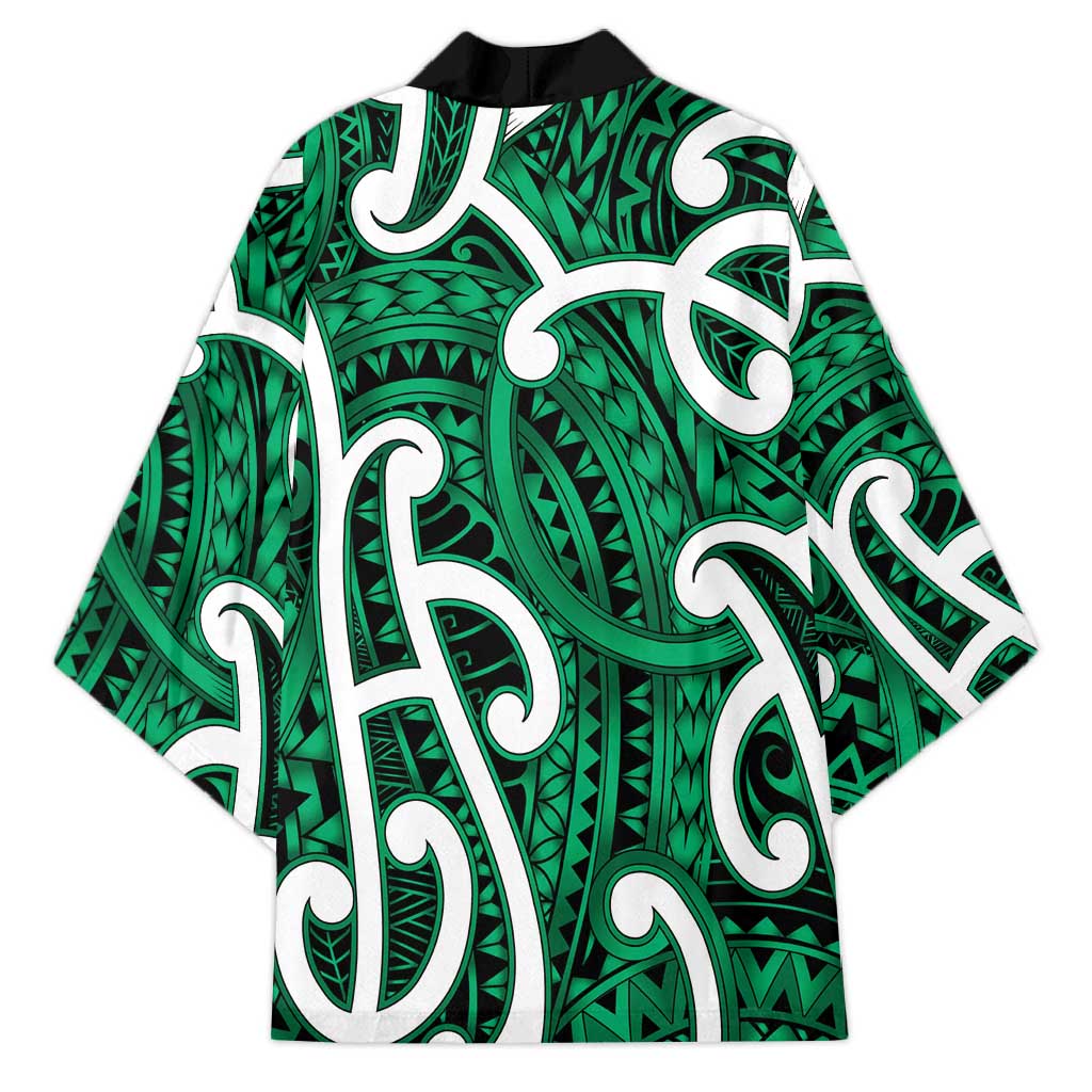 Aotearoa Maori Kowhaiwhai Kimono Kakariki Puhoro and Patiki LT9 - Polynesian Pride