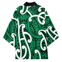 Aotearoa Maori Kowhaiwhai Kimono Kakariki Puhoro and Patiki LT9 - Polynesian Pride