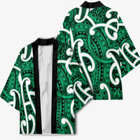 Aotearoa Maori Kowhaiwhai Kimono Kakariki Puhoro and Patiki LT9 - Polynesian Pride