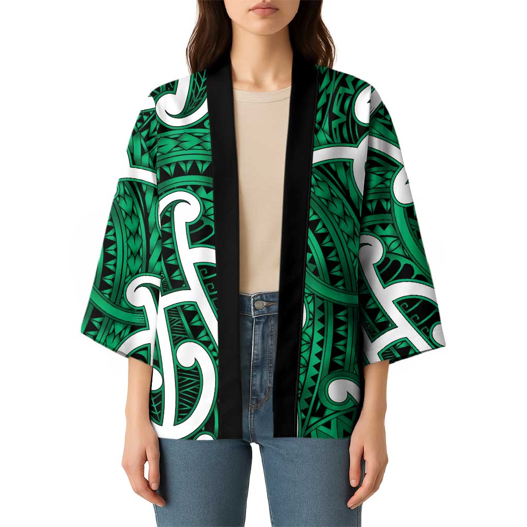 Aotearoa Maori Kowhaiwhai Kimono Kakariki Puhoro and Patiki LT9 - Polynesian Pride