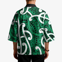 Aotearoa Maori Kowhaiwhai Kimono Kakariki Puhoro and Patiki LT9 - Polynesian Pride