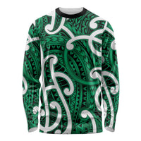 Aotearoa Maori Kowhaiwhai Long Sleeve Shirt Kakariki Puhoro and Patiki