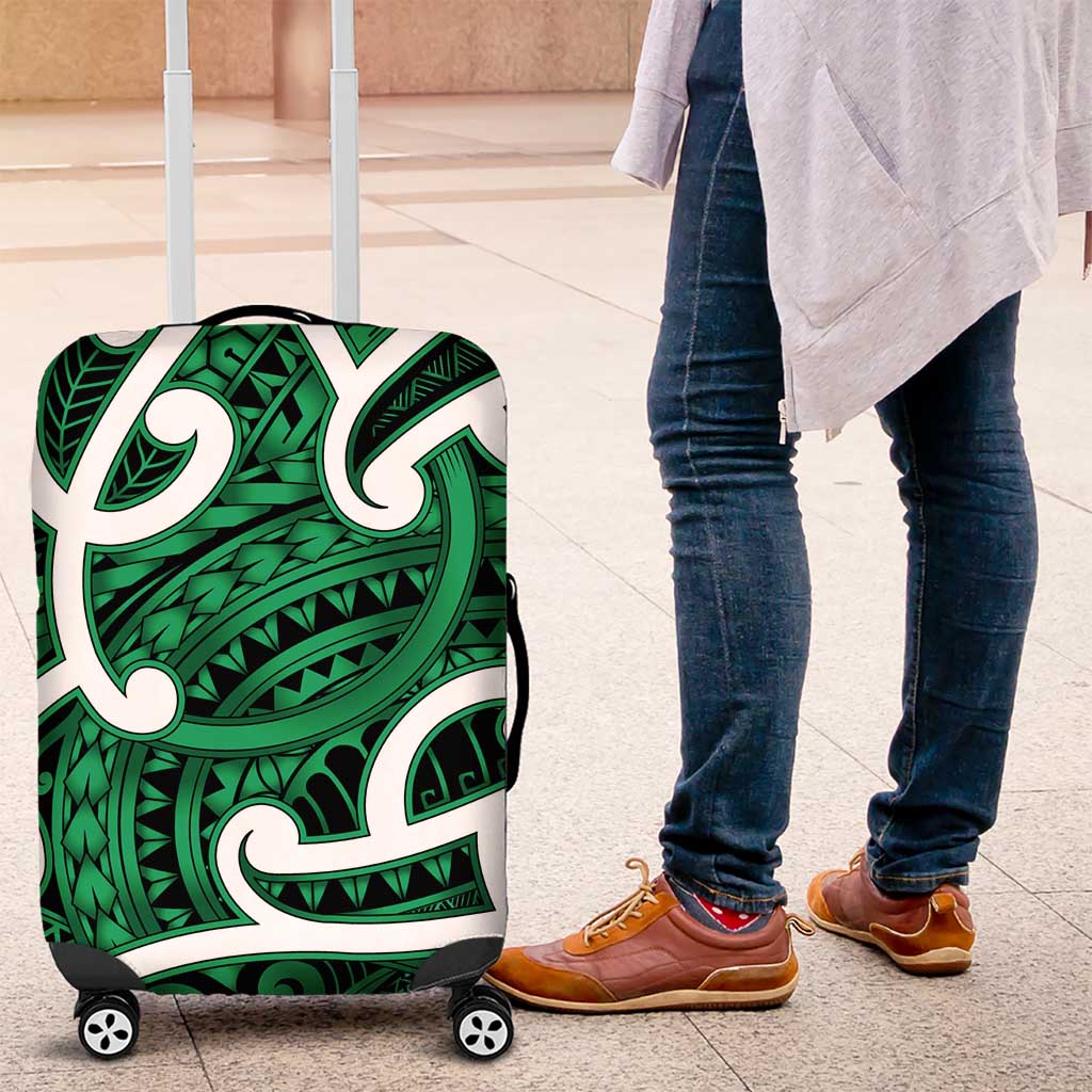 Aotearoa Maori Kowhaiwhai Luggage Cover Kakariki Puhoro and Patiki LT9 Green - Polynesian Pride