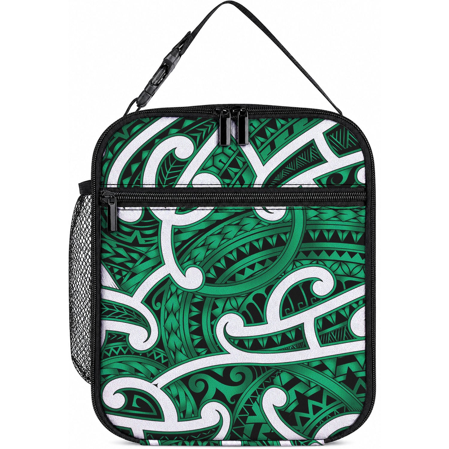 Aotearoa Maori Kowhaiwhai Lunch Bag Kakariki Puhoro and Patiki LT9 10.2 × 8.3 × 4.3 inch Green - Polynesian Pride