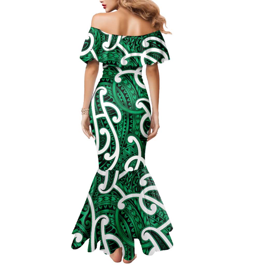 Aotearoa Maori Kowhaiwhai Mermaid Dress Kakariki Puhoro and Patiki LT9 - Polynesian Pride