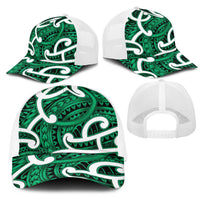 Aotearoa Maori Kowhaiwhai Mesh Trucker Cap Kakariki Puhoro and Patiki LT9 - Polynesian Pride