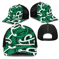 Aotearoa Maori Kowhaiwhai Mesh Trucker Cap Kakariki Puhoro and Patiki LT9 - Polynesian Pride