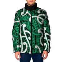 Aotearoa Maori Kowhaiwhai Padded Jacket Kakariki Puhoro and Patiki LT9 Men Green - Polynesian Pride
