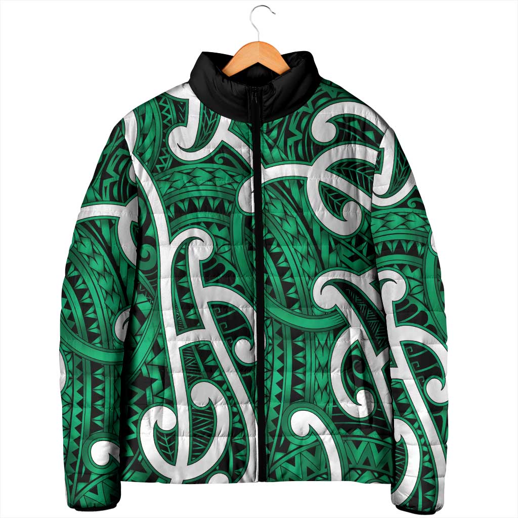 Aotearoa Maori Kowhaiwhai Padded Jacket Kakariki Puhoro and Patiki LT9 - Polynesian Pride