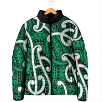 Aotearoa Maori Kowhaiwhai Padded Jacket Kakariki Puhoro and Patiki LT9 - Polynesian Pride